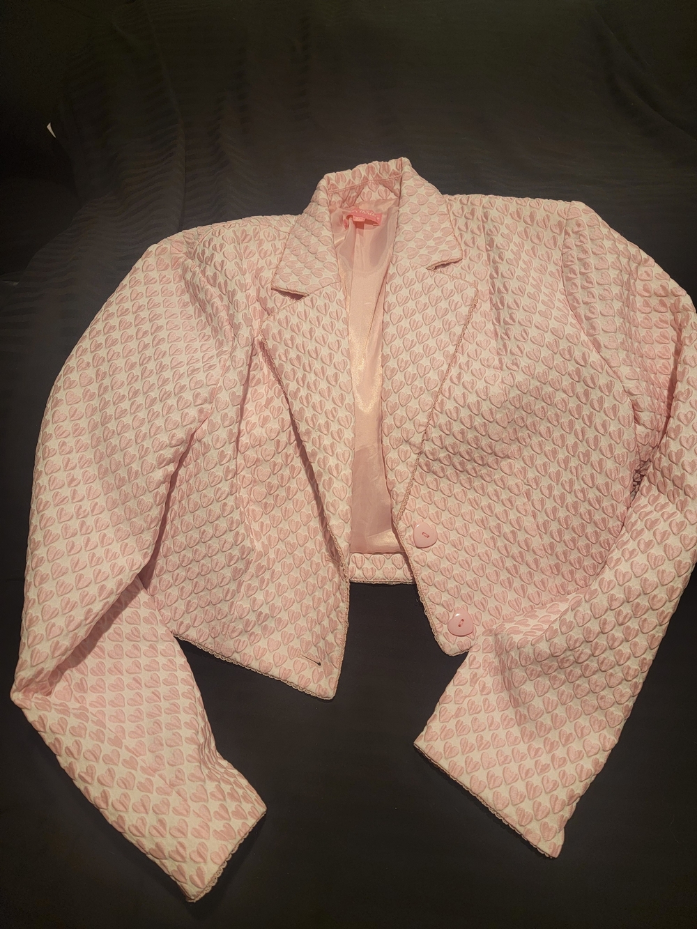 Sugar Thrillz Pink Quilted Cropped Blazer